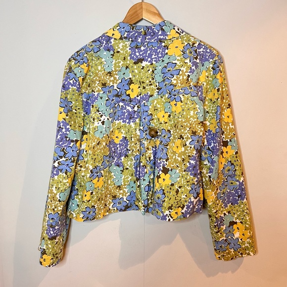 VINTAGE | 90s/Y2K colorful floral print linen cropped blazer jacket - Picture 6 of 10
